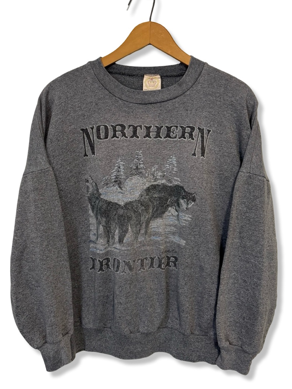 Vintage 90s Northern Frontier Wolf Graphic Crewneck Sweatshirt